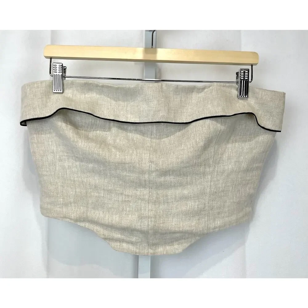REFORMATION Livvy Two Piece Strapless Linen Top Cotton Midi Skirt Size 10